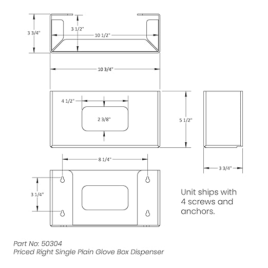 TrippNT 50304 Priced Right Single Glove Box Dispenser Plain Front, 3.88" Length x 10.75" Width x 5.5" Height