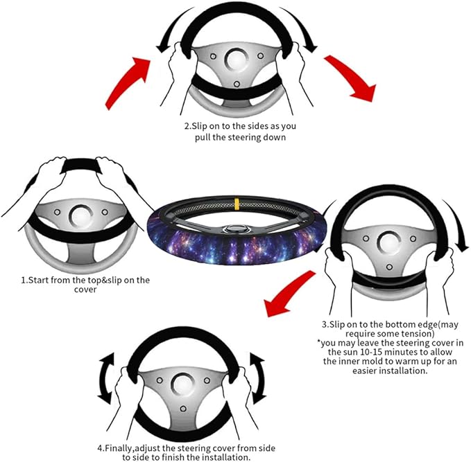 Swono Galaxy Purple Car Steering Wheel Covers Abstract Beautiful Space with Star Women Men Interior Accessories Universal 15 Inch Steering Steering Wheel Protector Anti-Skid Grips