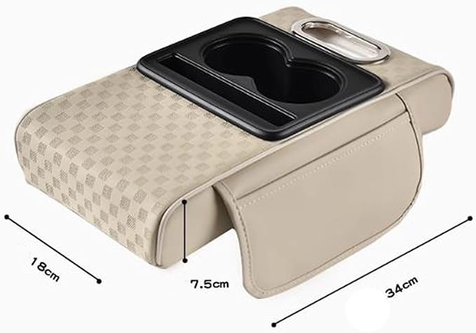 Car Center Console Cushion Pad for Nissan Murano II (Z51) 2008 2009 2010 2011 2012 2013 2014, Anti-Scratch Armrest Middle Console Cover with Cup Holde 2 Storage Bags Accessories,A