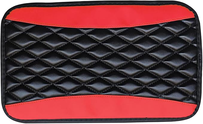 Car Center Console Cover, Leather Waterproof Car Armrest Cover Cushion, Auto Center Console Cushion Pad, Auto Interior Accessories for Most Vehicle, SUV, Truck (Red)