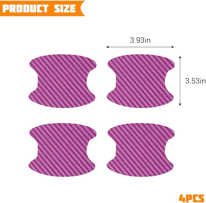 Car Door Handle Cup Protector, 4PCS Carbon Fiber Anti-Scratch Vehicle Door Handle Bowl Sticker, Self-Adhesive Automotive Paint Protective Film, Universal for SUV RV Truck (Lotus Root Pink)