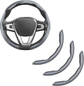 Carbon Fiber Steering Wheel Cover Anti-Slip Wrap Snap on Car Steering Wheel Accessories Grip 15 inch Universal 3pc Matte Gray