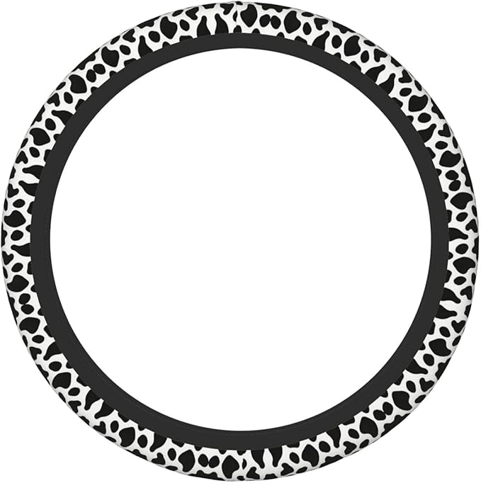 White Leopard Print Car Steering Wheel Cover, 15 Inch Steering Wheel Cover Stylish Decor for Most Cars