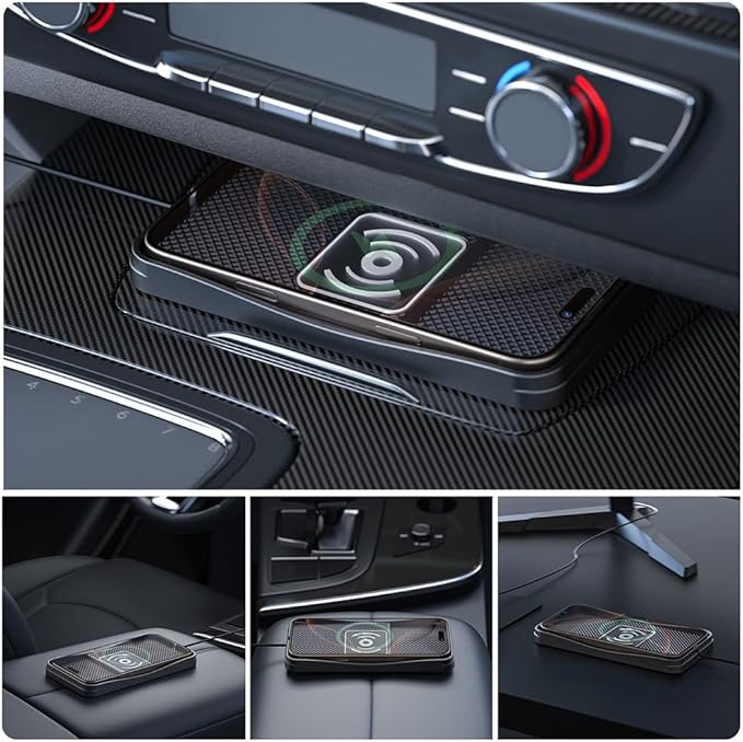 Car Wireless Charger Pad for BMW i3 i4 i5 i7 i8 iX Isetta, Type-C/USB 20W Fast Wireless Car Charger Pad Non-Slip Cordless Charging Mat,A-30cm Cable Type-C Plug