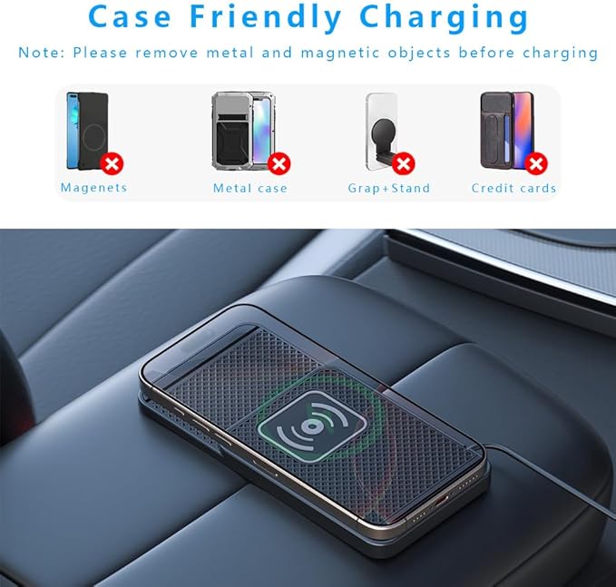 Wireless Charging Pad for Car for Roush Performance F150 2006-2008 2014 2016-2020, Non-Slip Type C/USB 20W Fast Phone Charging Pad DIY Trim-to-Fit No Interior Damage,B&Type-C