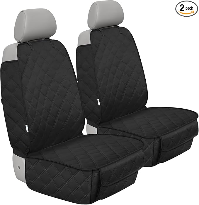 ALLANSING Front Seat Cover with Side Flaps - Waterproof, Durable Captain Seat Protector for Dogs & Humans, Protects from Dirt, Fur, Scratches, Fits Cars, SUVs, Trucks, Minivans(2-Pack)
