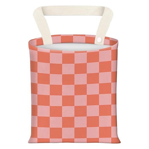 ADQWIOVL Car Garbage Can, Seat Back Hanging Cute Car Trash Can Bag, Car Organizer and Storage Bag for Travelling, Outdoor Cute Red Pink Checkerboard