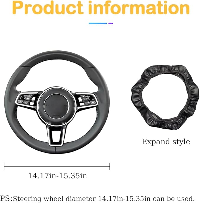 Car Steering Wheel Cover, 15 inch Carbon Fiber Microfiber PU Leather Elastic Steering Wheel Protector for Men Women, Anti-Slip Breathable Car Interior Accessories for Most Cars (Wine Red)