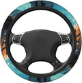 Steering Wheel Cover Polyester Thick Non-Slip Car Steering Wheel Cover Protector Universal 15 Inch, A Wolf That overlooks Everything