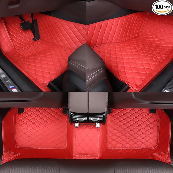 Customize All-Weather Protection Waterproof Leather Floor Mats for Cars, SUVs, and Trucks According to Automotive Model (red)
