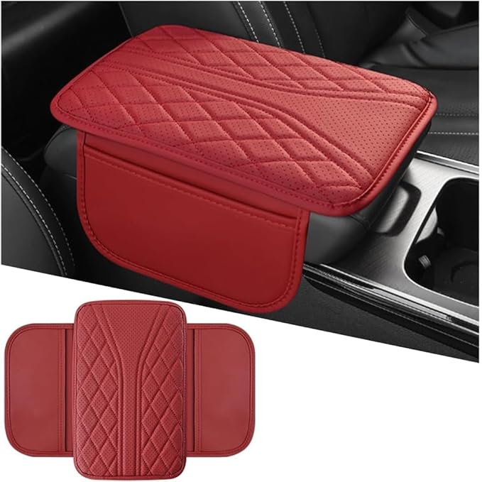 Car Center Console Cover, Microfiber Leather Armrest Cover with Storage Bags & Handmade Stitching, Universal Fit for Most Cars, SUVs, Sedans, Trucks, Auto Interior Accessories Protector