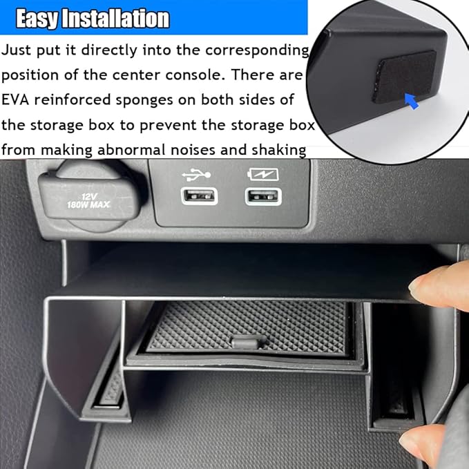 Kakash Custom Interior Accessories for Toyota Corolla Cross 2022 2023 ABS Center Console Tray Organizer,Armrest Storage Box with Black Anti-Dust Mats (1 Pieces)