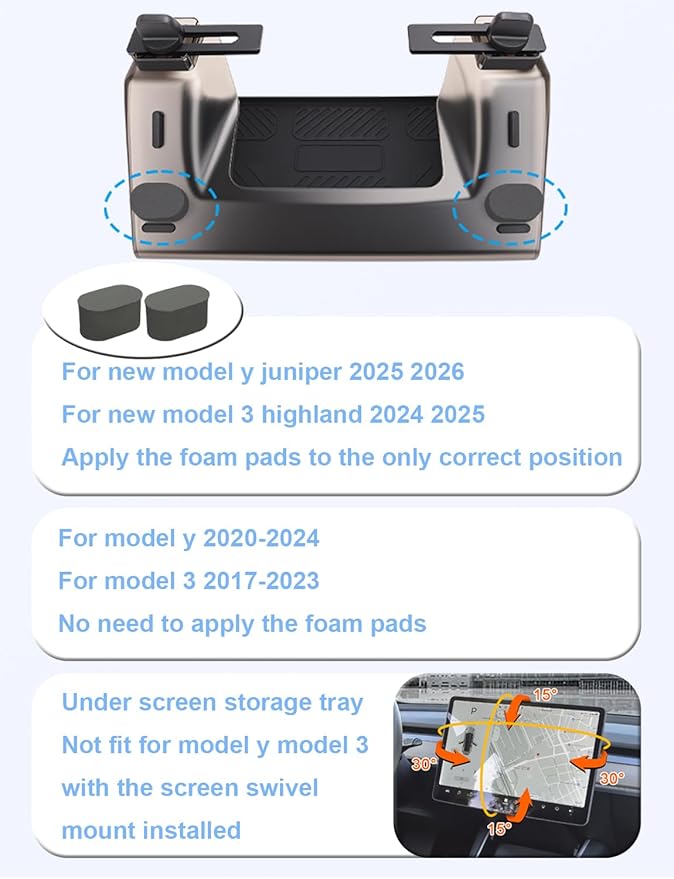 EVFITUS for Tesla Model Y 3 (Juniper & Highland Included) Under Screen Storage Shelf Organizer Tray Box Open-Close Hidden Center Console Organizer for Model Y 2020-2026 & Model 3 2017-2025 Accessories