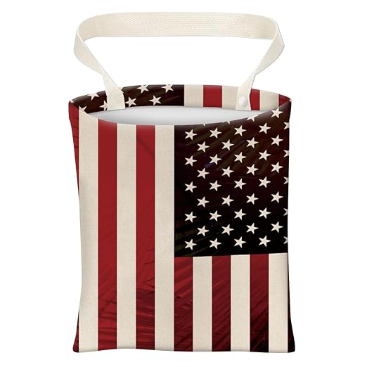 Car Trash Can, Cute Car Trash Bag, Hanging Car Organizer and Storage Bag, Trash Bin for Car Accessories, Vehicle, Travelling, Camping Retro American Flag