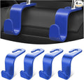 Moly Magnolia Car Seat Headrest Hook, 4PCS Multifunctional Auto Backseat Hangers, Vehicle Storage Organizer for Purse, Coat, Umbrella, Grocery, Bag, Handbag (Blue)