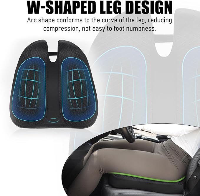 Car Seat Cushion, Soft Memory Foam Auto Cushion, Comfortable & Breathable Automotive Front Seat Buttom Cushion Pad, Universal Vehicle Truck SUV Van Car Accessories (Black)