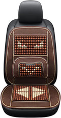 Natural Wood Beaded Seat Cover with Cooling Ventilated Mesh, Massage Seat Cushion with Lumbar Support for Car/Truck Driver