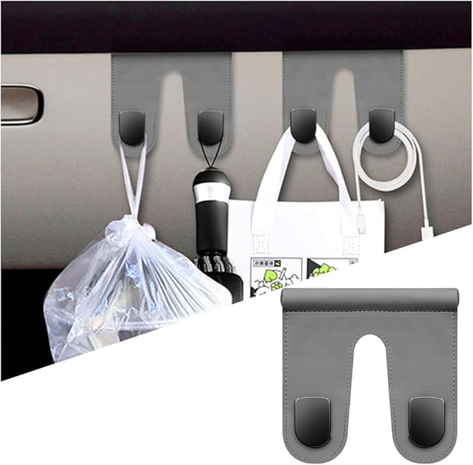 Mandark Car Co-Pilot Glovebox Hooks, Anti-Scratch Auto Co-Pilot Glove Box Hanger, Vehicle Interior Storage Organizer for Handbags Purses Coats, Universal for RV, SUV, Truck (Gray/Double Hooks)