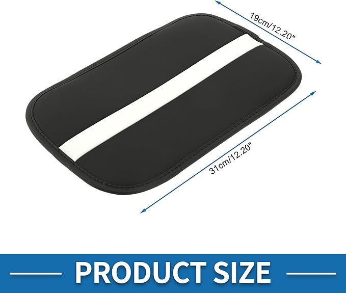 Car Armrest Cushion Pad Non-slip 12.20"x7.48" Seat Box Cover Protector Microfiber Leather Black,White Center Console Lid