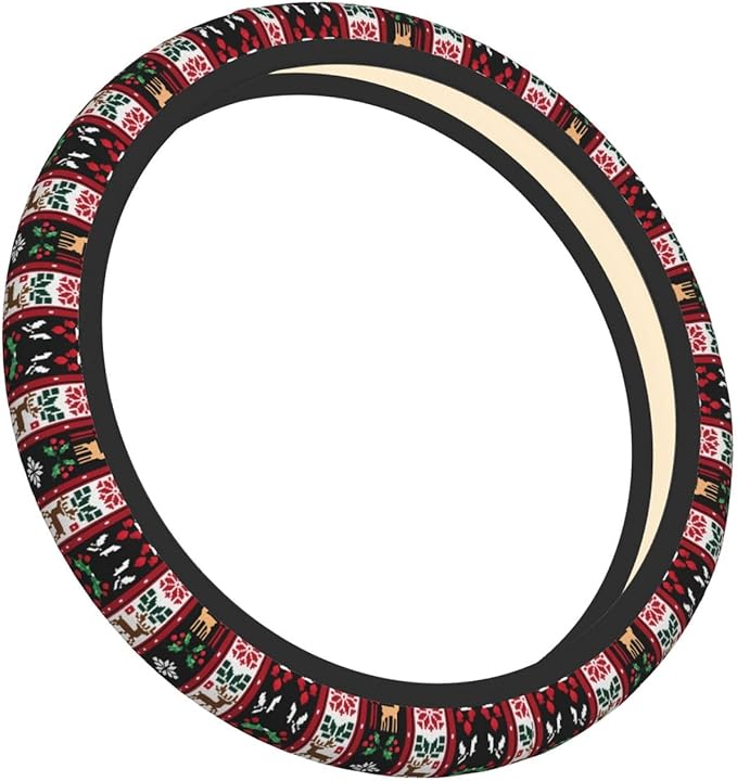 Neoprene Steering Wheel Cover Moose Holiday Pattern Car Steering Wheel Cover Universal Fit for Most Cars