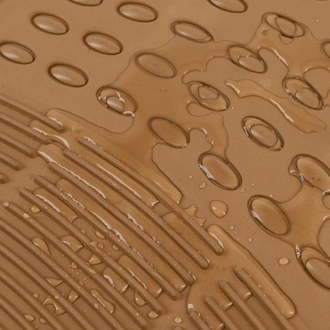 BDK Beige Heavy Duty Front & Rear Rubber Floor Mats Universal Liners for Car SUV Van & Truck, All Weather Protection with Anti-Slip Nibs, Fit Contours of Most Vehicles