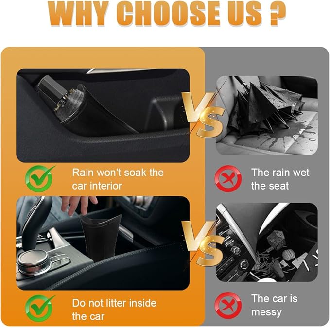 Car Umbrella Storage Bucket, Waterproof & Leakproof Auto Front & Back Seat Door Umbrella Storage Hanging Holder, Portable Vehicle Center Console Armrest Trash Can for Home, Office(Plastic)
