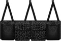 Car Trunk Organizer Small SUV Trunk Organizers and Storage, Balck Leopard Print Car Organization Women Stylish Car Accessories with 4 Pockets, Leave Room for Buying and Shopping