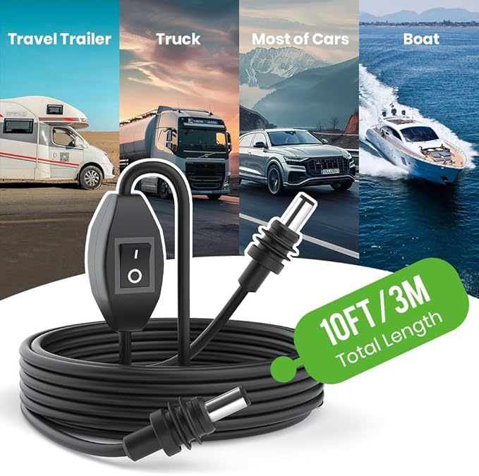 XTAR 10FT DC5521 Power Cable for Starlink Mini with Coupler - Shorter & Portable Alternative to 15M Cable, Dual Male & Female Connectors for RV Outdoor Camping Use(1*Cable+1*Connector)