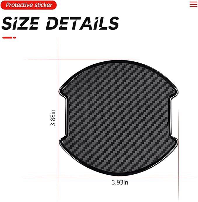 4Pcs Car Door Handle Stickers, 3D Carbon Fiber Texture Auto Door Cup Protective Film, TPU Scratch Protector Cover Guard Pad, Universal for Most Models (3.89''3.93'')