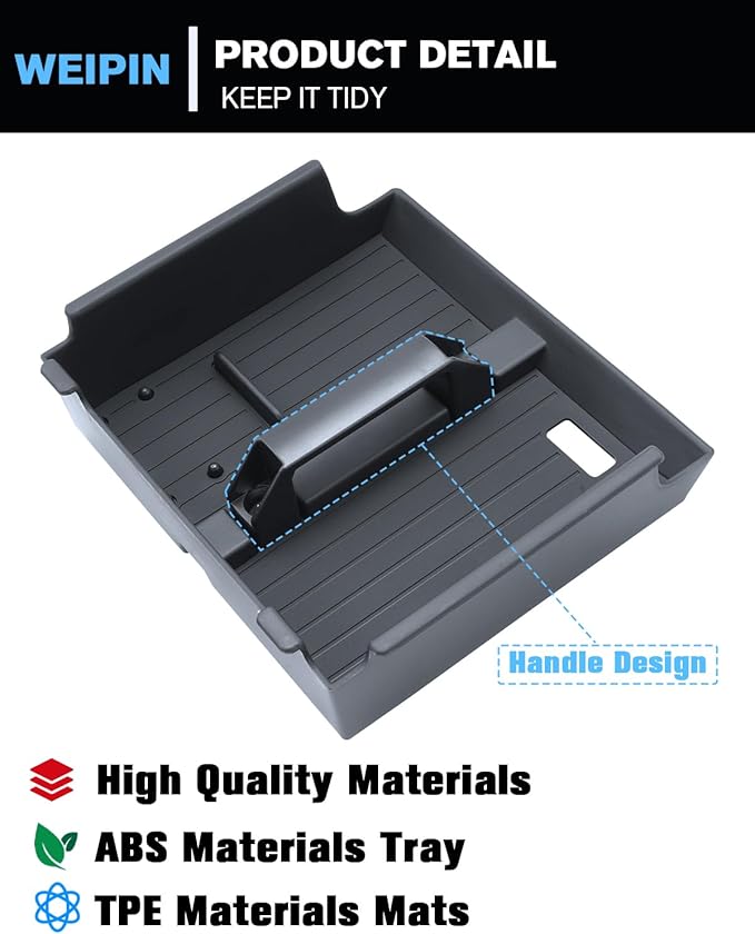 WEIPIN for Center Console Tray Compatible with 2025-2026 Toyota 4runner - 6th Gen 4Runner Armrest Storage Box Console Organizer ABS Materials
