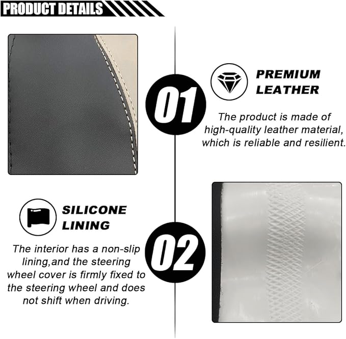 14.5"-15" Car Steering Wheel Cover, Microfiber Leather Cover, Anti-Slip Breathable Steering Wheel Decoration, Universal Steering Wheel Accessories for Diverse Cars (Beige)