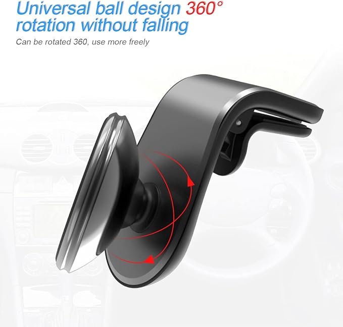 Magnetic Phone Mount for Car, 360°Adjustable Universal Cell Phone Holder for Car Air Vent Mount Fits 3-7 inch Mobile Phone and More Devices (Silver)