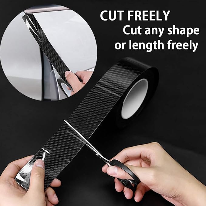 DGSL Car Door Edge Guards Door Sill Protector, 2.7In x 19.7Ft 5D Carbon Fiber Car Wrap Film, Vinyl Automotive Wrap Film Anti-Collision Fits for Most Car (Black)