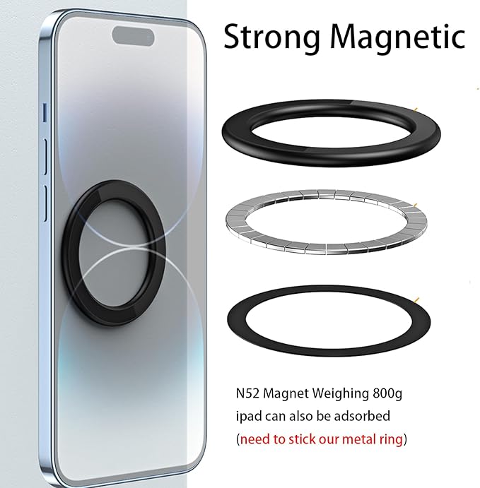 Magnetic Ring Holder for iPhone 14 13 12 Magnet Wall Mobile Phone Holder Magnetic Car Phone Stand for magsafe case (Pink-White 2 pcs)