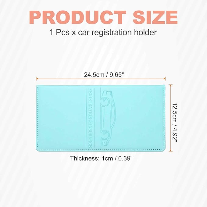 HARFINGTON Car Registration and Insurance Holder 9.65" x 4.92" PU Leather Vehicle Glove Box Organizer Storage Accessories Men Women Car ID Holder for License ID Cards Bank Cards, Blue