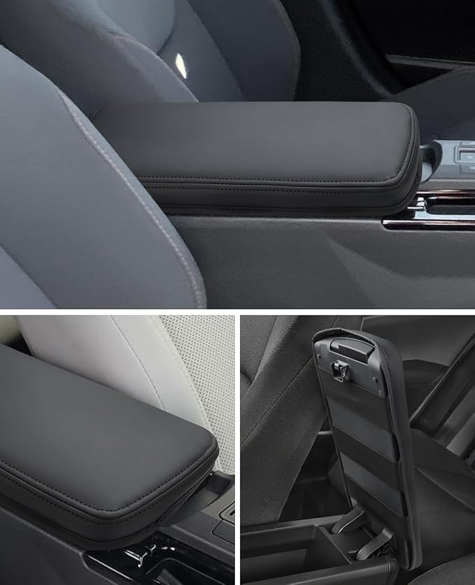 INTGET Center Console Cover for 2026 Toyota Prius Accessories 2023 2024 2025 LE XLE Limited Car Interior Leather Middle Armrest Arm Rest Lid Cushion Pad Protector (2023+, Black Stitches)