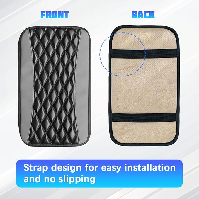 Car Center Console Cover, Comfortable PU Leather Vehicle Armrest Storage Box Cushion Pad, Anti-Scratch Automotive Interior Arm Rest Cover Protector, Universal for Truck SUV Sedan (Gray)