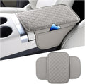 Bling Car Center Console Cover, Leather Crystal Rhinestone Vehicle Armrest Cushion Pad with Side Storage Bags, Scratch Resistant Auto Middle Console Protection Mat, Universal Fit (Gray)