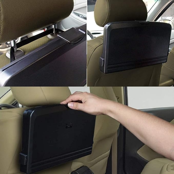 VaygWay Foldable Car Food Tray Holder Multi- Functional Portable Auto Food and Drink Tray – Black Eating Organizer Backseat Car Tray – Kids Table Holder Desk- Laptop, Meal (1 Pk Black)