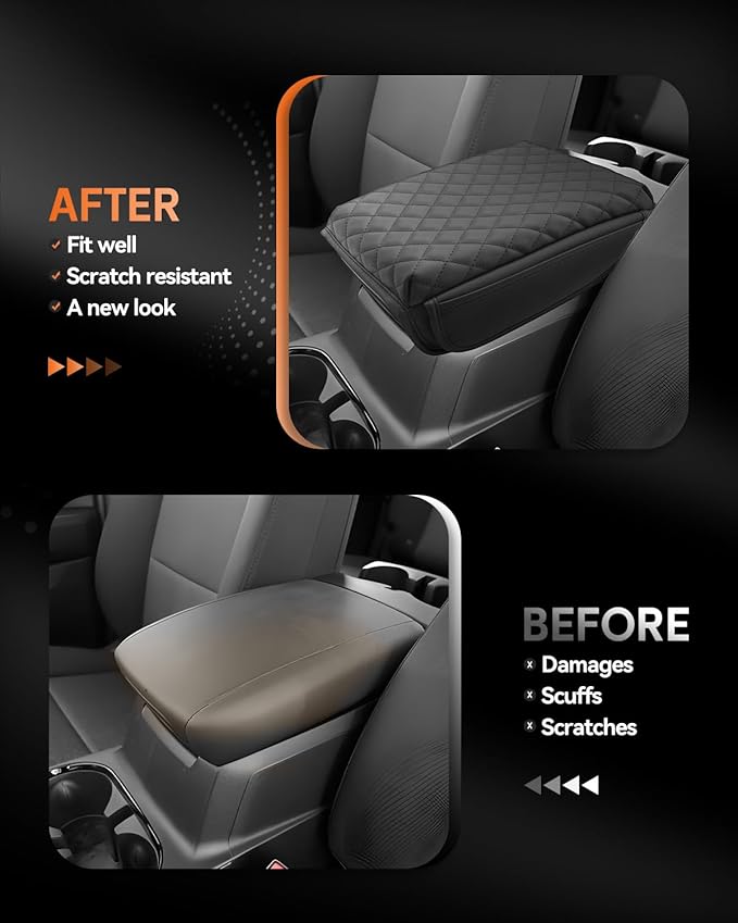 CDEFG for 2023-2025 2026 GMC Canyon Center Console Cover Armrest Box Cover for Canyon (Elevation, AT4, Denali) 2023 2024 2025 Accessories Console Arm Rest Protector Checkered Padded Side Pocket