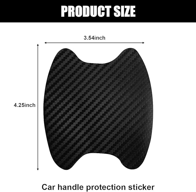 4PCS Car Handle Cup Stickers, Carbon Fiber Scratch Auto Door Protective Film, Non-Marking Car Bowl Protector, Universal Paint Cover Guard for Most Cars, SUV, Van (Black)