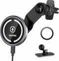 OHLPRO Compatible with MagSafe Car Mount for iPhone 16, Magnetic Wireless Car Charger with Extended Arm, Never Block Vents for iPhone 15/14/13/12 Serie, 15W Fast Charging Mag Safe Phone Holder, Grey