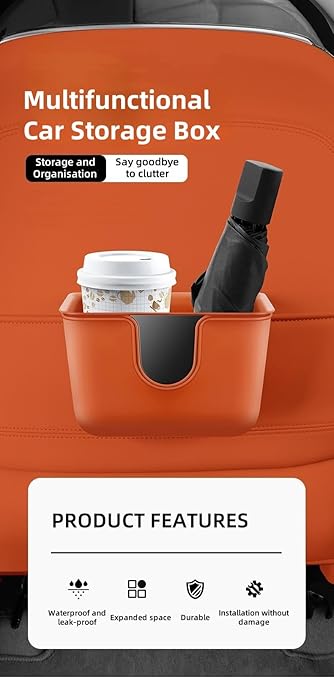 Car Trash Can Storage Pockets - 100% Leak-Proof Organizer,Car Seat Back and Door Hanging Storage,Two Levels Above and Below (Black)