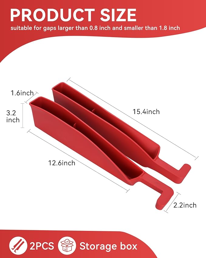 Edotim Car Seat Gap Filler, Seat Gap Organizer with Phone Holder, Car Seat Accessories, Car Organizer Fit SUV Truck-2PCS Red