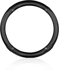 Car Carbon Fiber Steering Wheel Cover, Round Anti-slip Breathable Steering Wheel Protector, Four-season Interior Accessory, Universal for Most Cars (Black #Round)