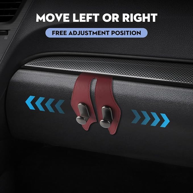 NHHEO Car Hook for Co-Pilot Glovebox, Universal Vehicle Glove Box Organizer for Umbrella Handbag Coat(Red)