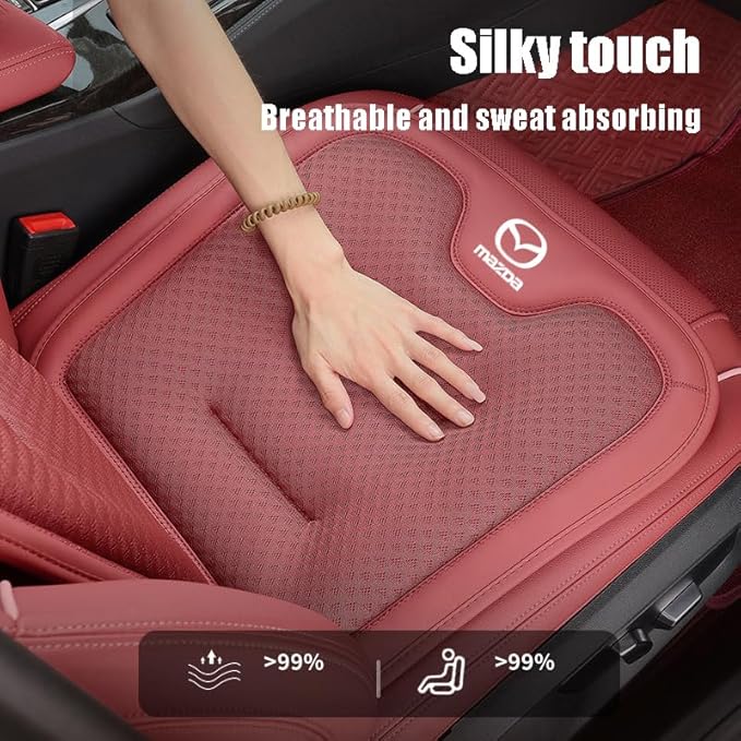 Car Seat Cushions for Mazda 2 3 5 6 MX-5 MX-30 CX3 CX-30 CX-5 CX-50 CX-7 CX-8 CX-9, Anti-Scratch Seat Cushions Breathable and Soft Car Seat Cushions Car Interior Accessories,A Red- Rear Row