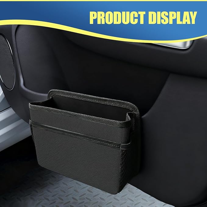 Car Trash Can, Mini Waterproof Hanging Auto Foldable Garbage Organizer Holder, Multi-Pocket Foldable Vehicle Interior Storage Bag Container Accessories for Cars, SUVs, Trucks (Black)