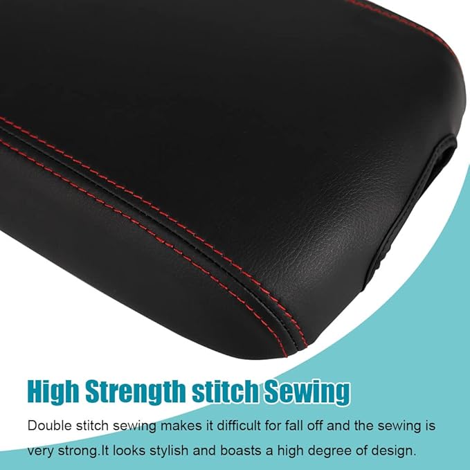 LEXLEY Center Console Pad Armrest Box Cover Waterproof Anti-Scratch Leather Protector Covers For Kia 2016-2020 Sorento-Red Stitches