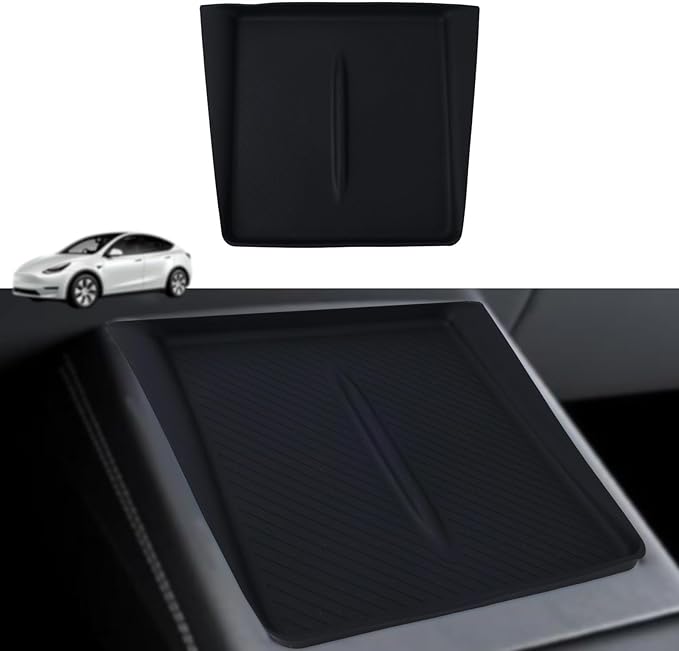 Center Console Wireless Pad, Upgrade Silicone Mat Non-Slip Design Charging Protector Black Center Console Accessories for Car Model 2025 New Version Juniper Y